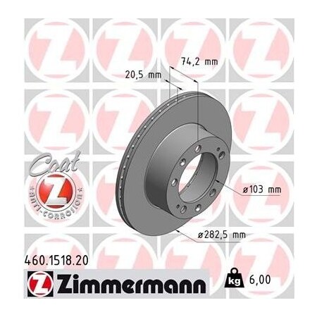 Zimmermann Brake Disc - Standard/Coated, 460151820 460151820